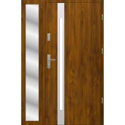 Drzwi zewnetrzne S60 INOX z naswietlem zloty dab 72mm